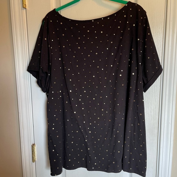 Lane Bryant gold dot cold shoulder split sleeve top 26/28 - Picture 2 of 6